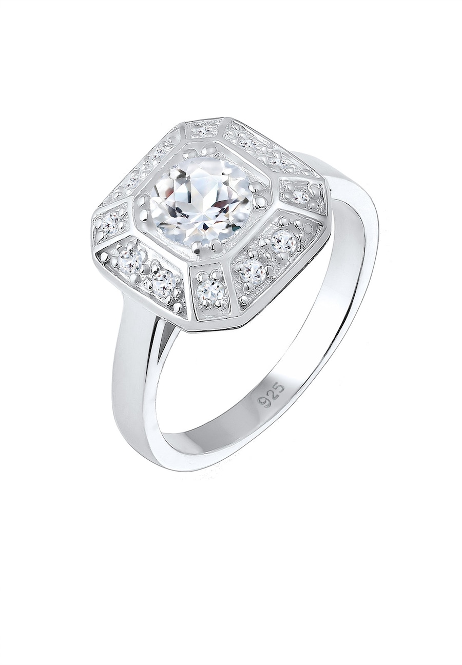 Elli PREMIUM Verlobungsring Glamour Funkelnd Topas 925 Silber 54 Damen