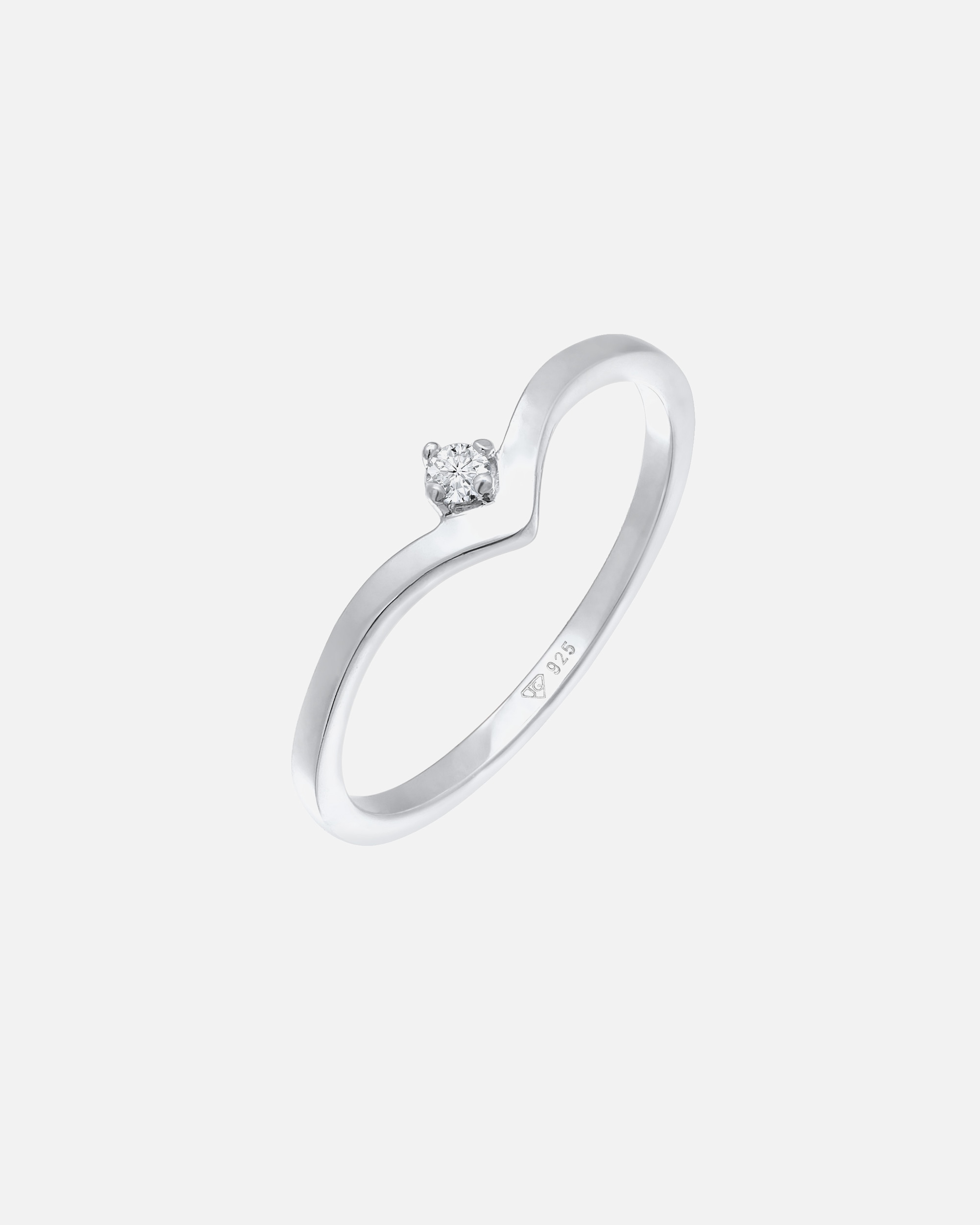 Ring für Weiblich Elli DIAMONDS Lab Grow Diamant (0.035) V-Form Stapelring 925 Silber 54