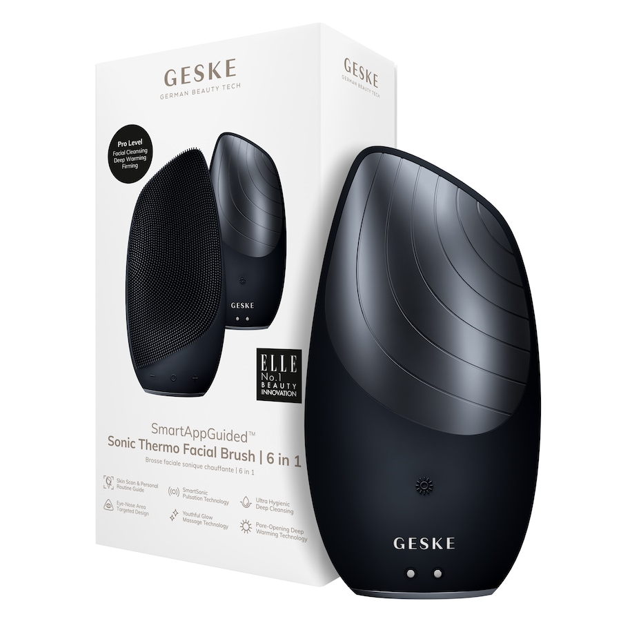 Geske SmartAppGuided Sonic Thermo Facial Brush | 6 in 1 Black