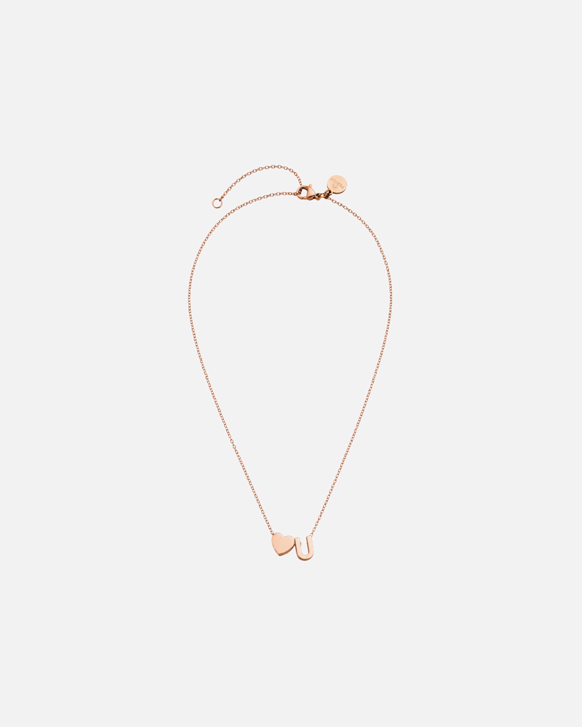 Halskette für Unisex Purelei Letter Heart U Kette 100% Edelstahl Rosegold