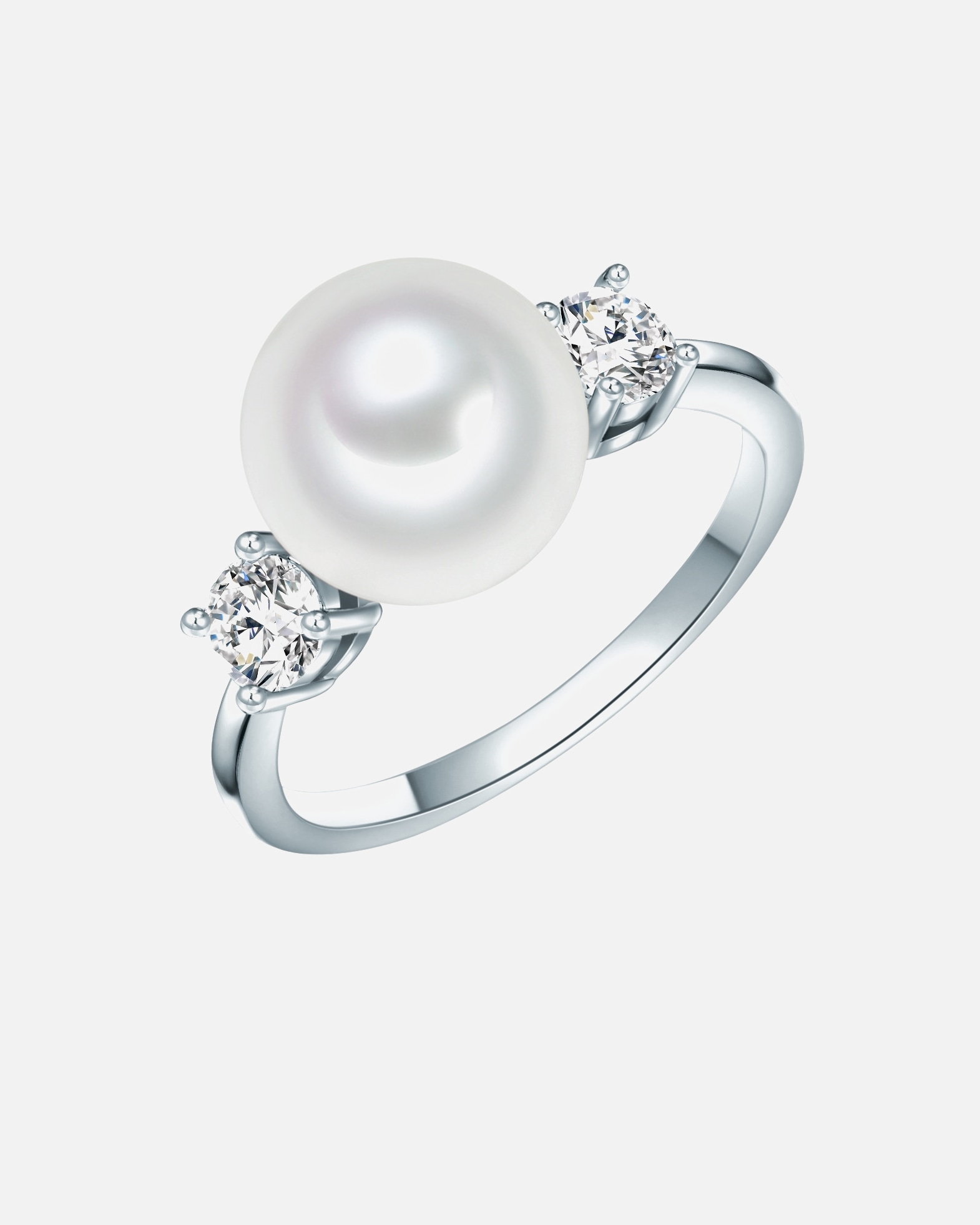 Ring für Weiblich Rafaela Donata Perlen-Ring Sterling Silber Zirkonia Muschelkernperle in Silber 50