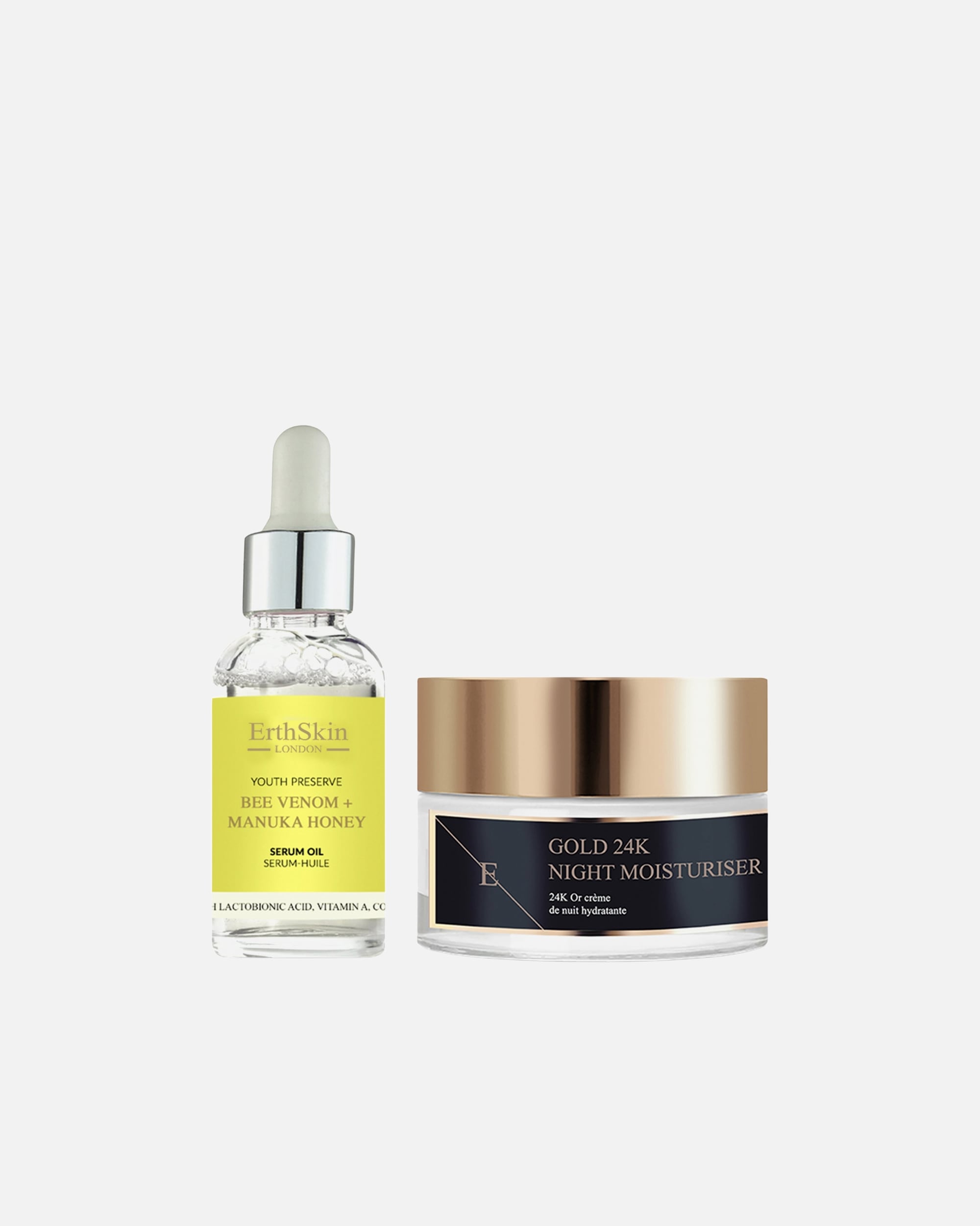 Gesichtspflegeset für Weiblich ErthSkin London Bienenöl + Gold Night Duo 1 Stück Stück