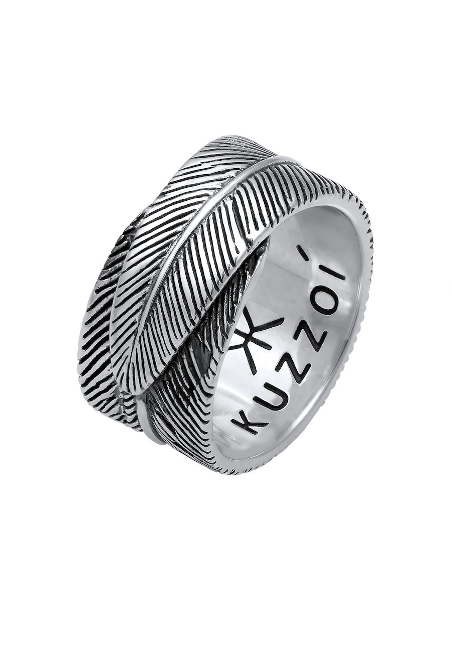 KUZZOI Herren Feder Vintage Trend Oxidiert 925 Silber 64