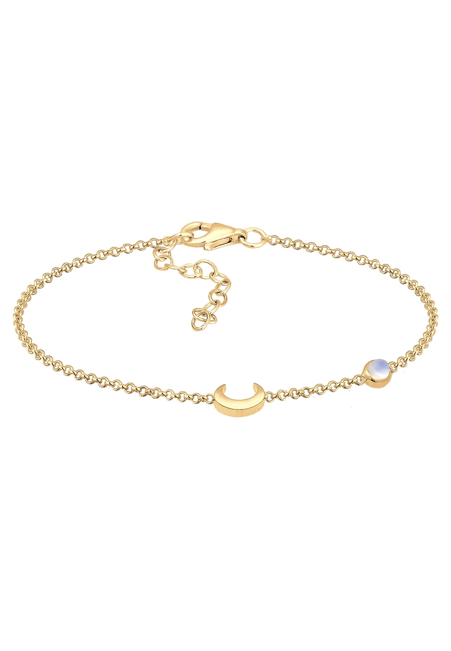 Elli Armband Halbmond Astro Mondstein 925 Silber vergoldet goldfarben Damen