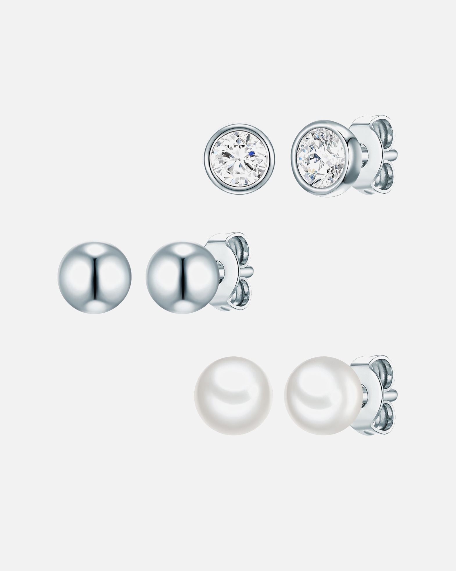 Ohrringe für Weiblich Rafaela Donata Schmuckset Sterling Silber verziert mit Kristallen von Swarovski® Süßwasser-Zuchtperle in Silber 5,0 mm