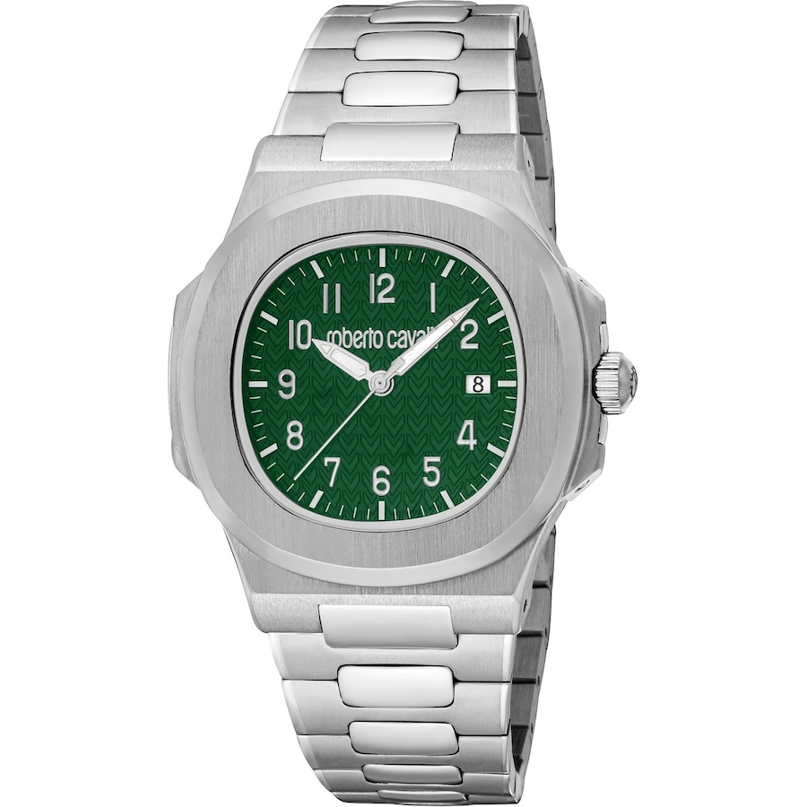 Roberto Cavalli Herrenuhr Edelstahl dunkelgrün, silber Herren