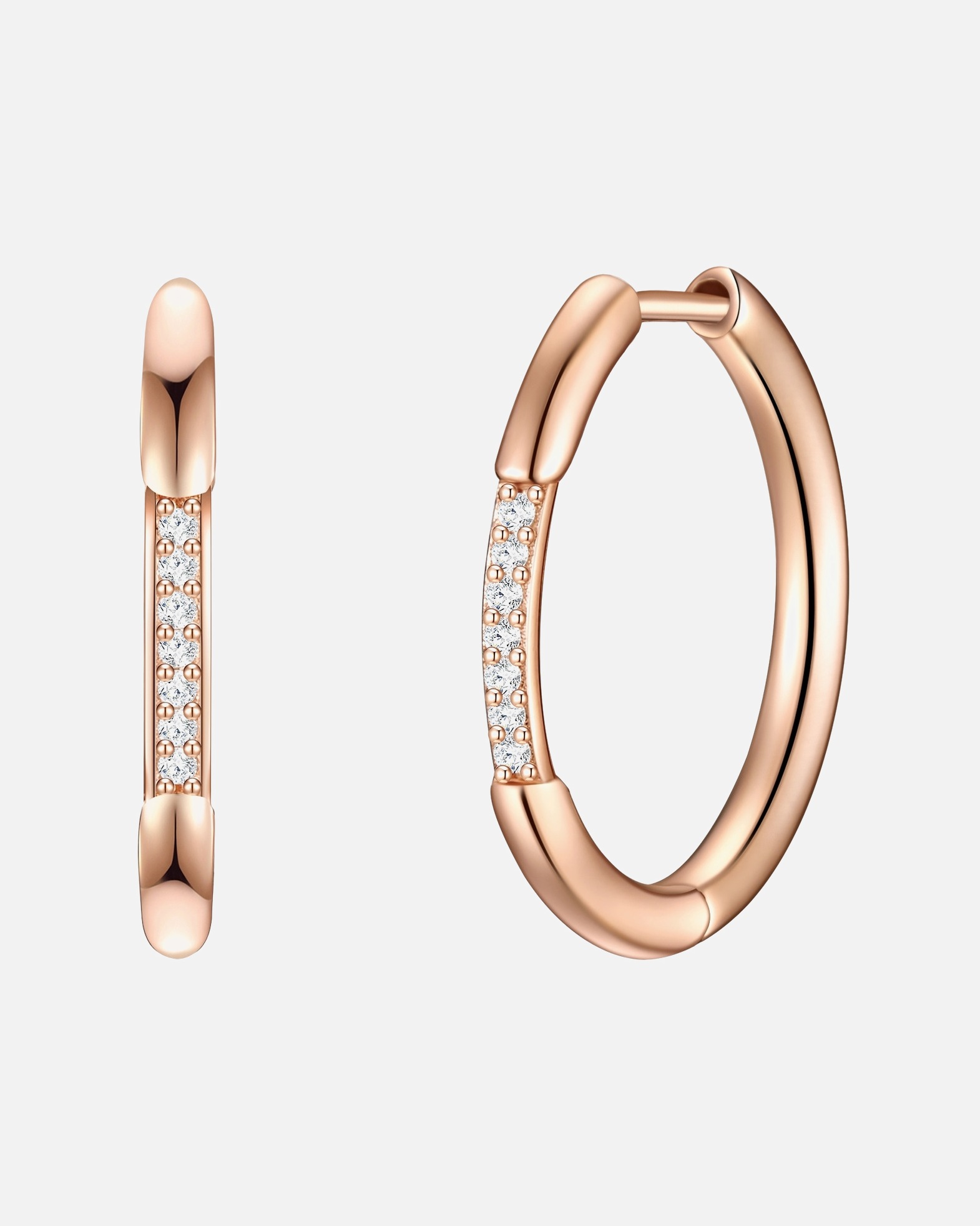 Creolen für Weiblich Glanzstücke München Creolen Sterling Silber Zirkonia in Roségold 18,8 mm