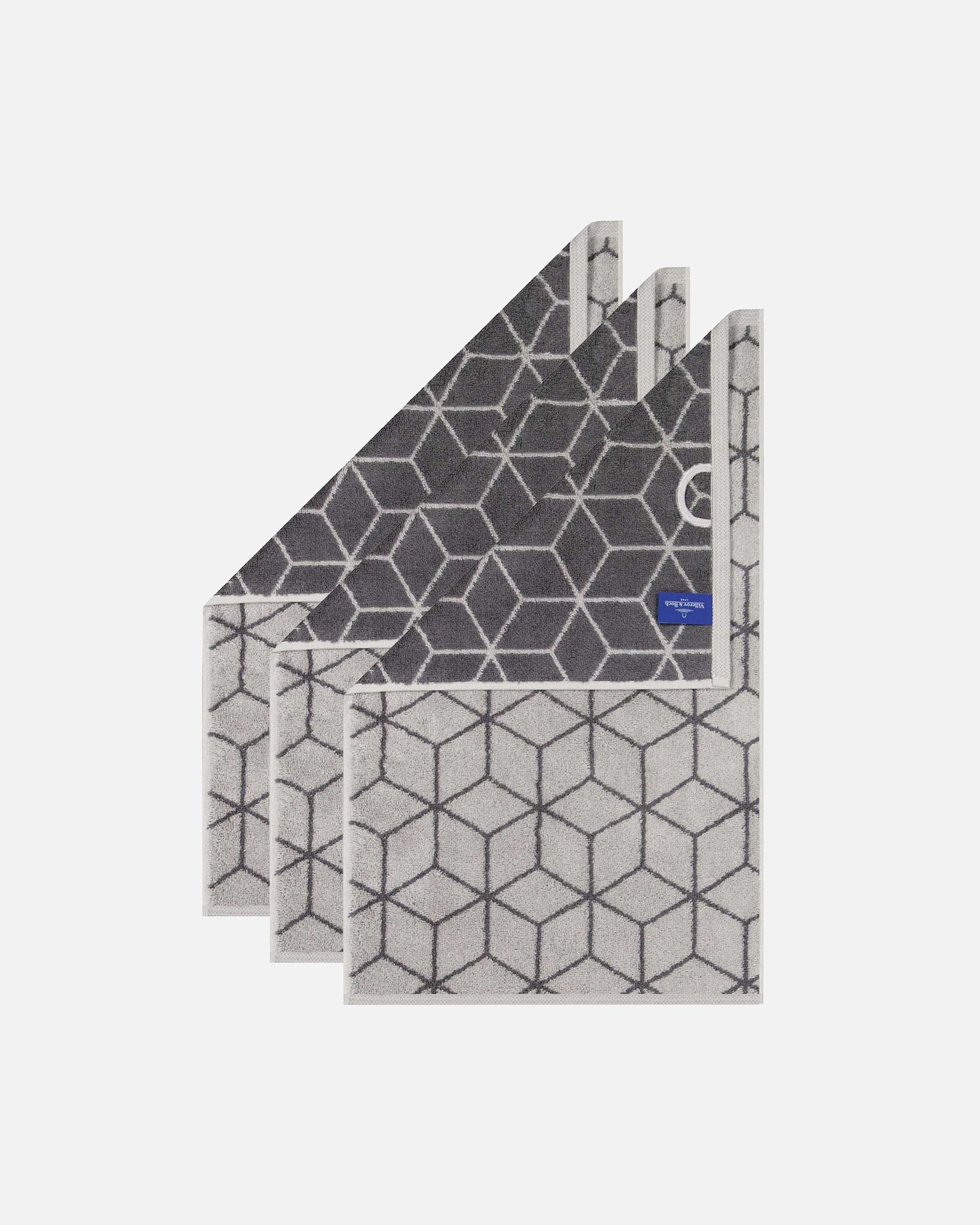 Handtuch für Unisex Villeroy & Boch Gästetuch 3er Pack 'Gästetuch Carré' Grau