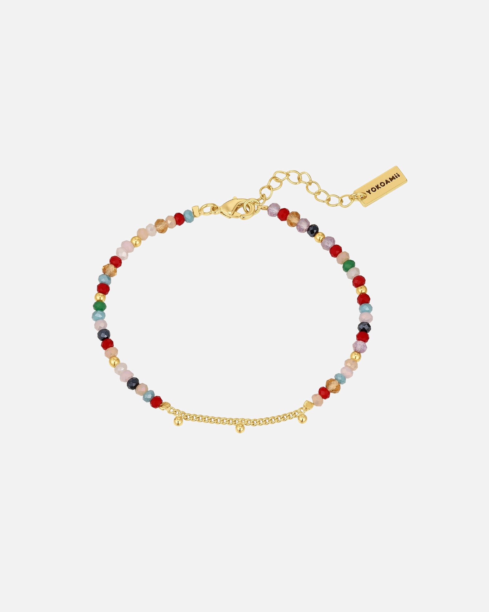 Armband für Weiblich Yokoamii Armband aus Messing in Gelbgold mit Glas 17,0 cm Basislänge + 3,0 cm Verlängerung