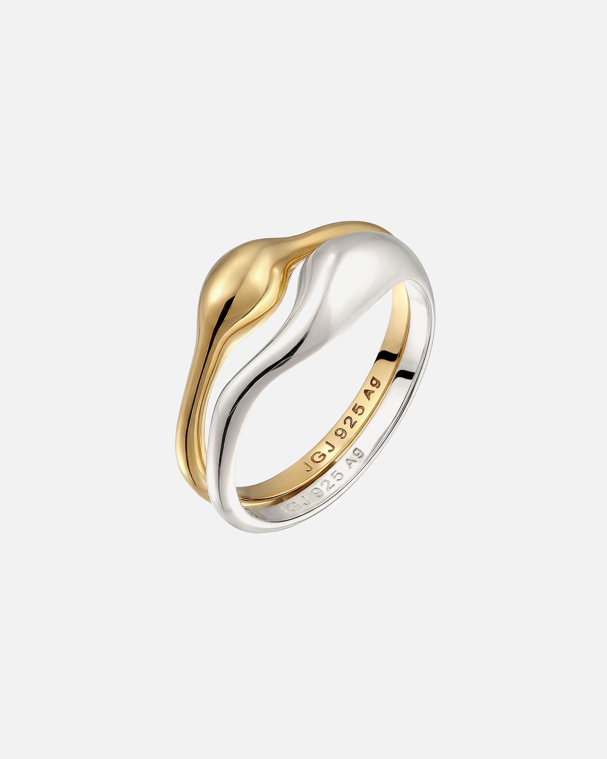 Ring für Weiblich Elli Ringset Duo Bicolor 925 Sterling Silber vergoldet 56