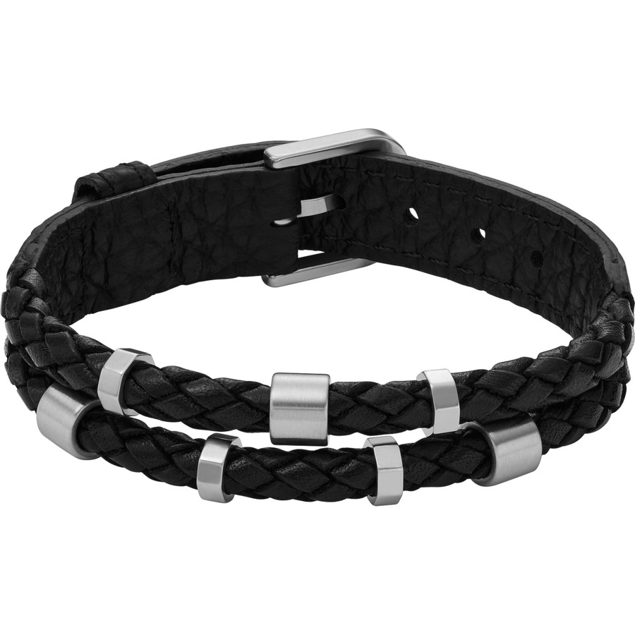Fossil Armband Leder, Edelstahl One Size Herren