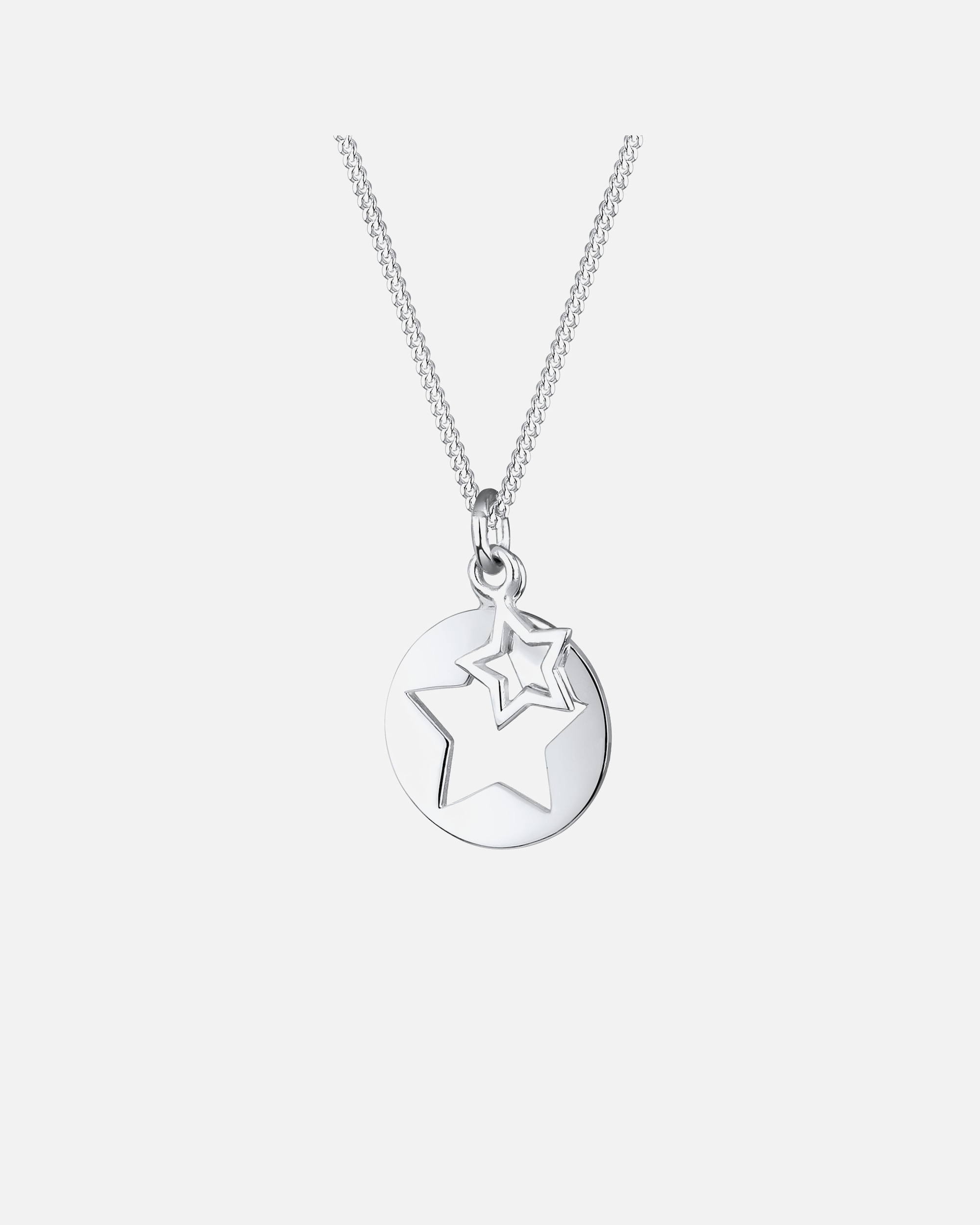 Halskette für Weiblich Elli Sterne Astro Münze Cut Out 925 Sterling Silber silberfarben