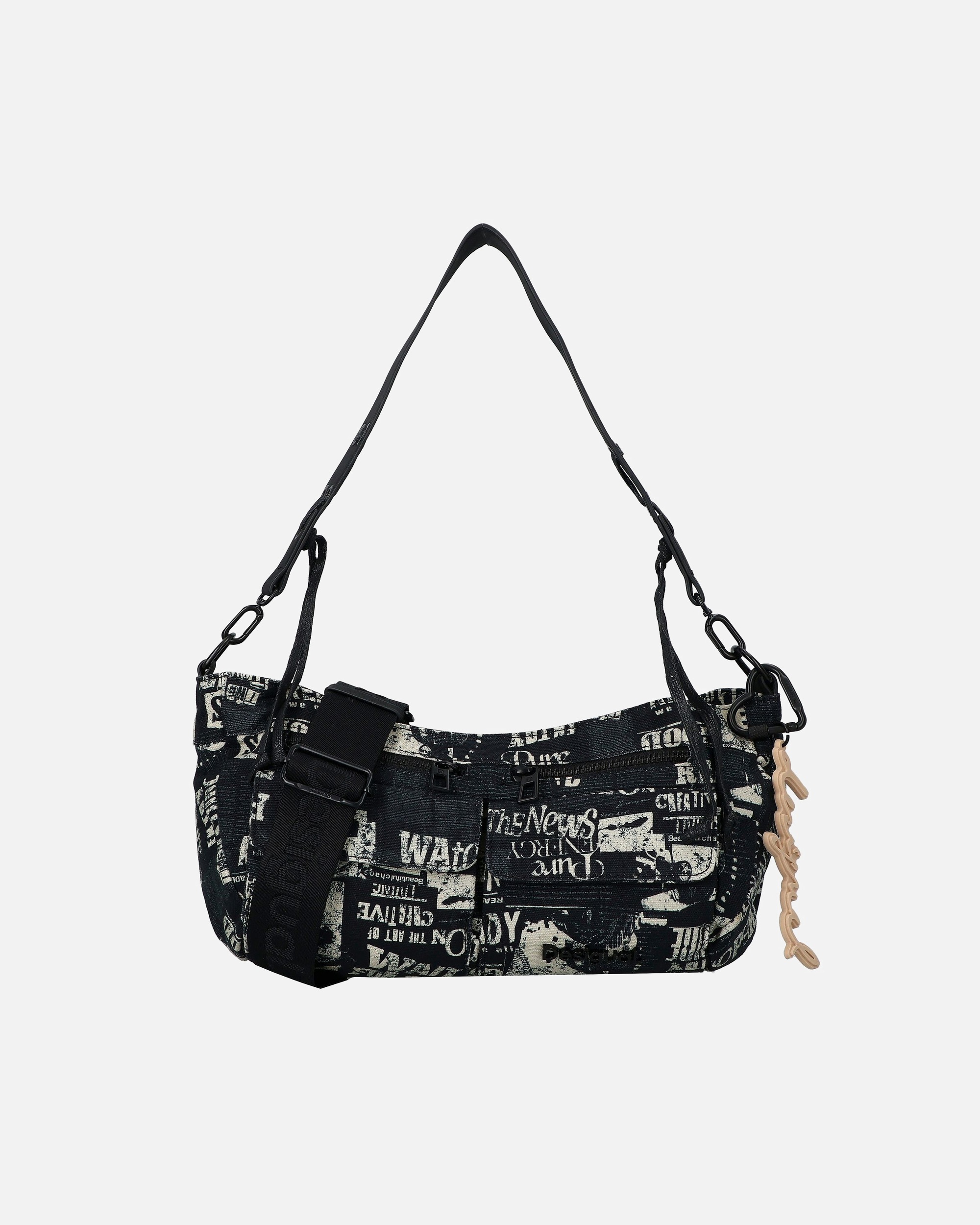 Clutch für Weiblich Desigual Newspaper Schultertasche schwarz