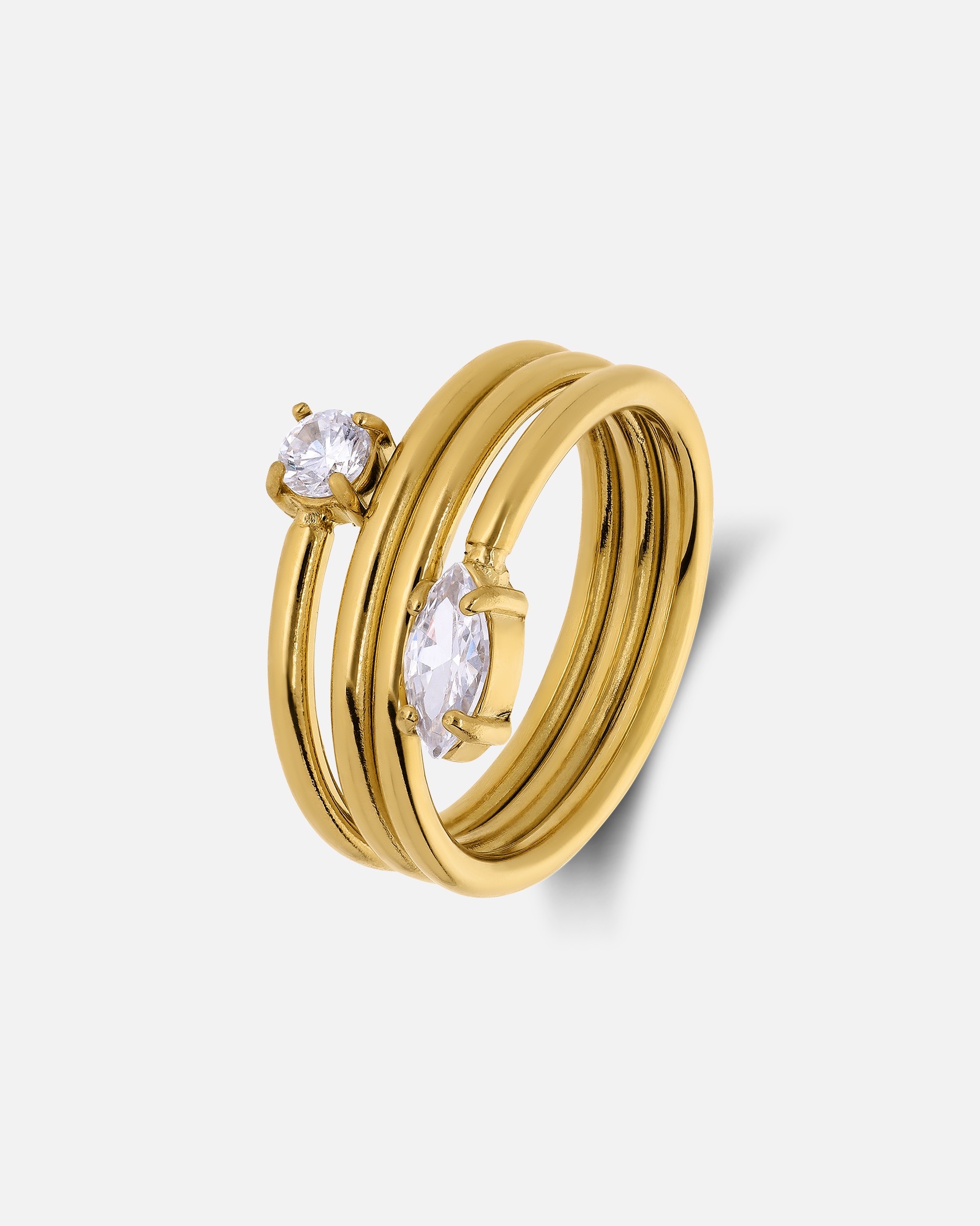 Ring für Weiblich Lucardi Ring - Stahl Gold - 57mm
