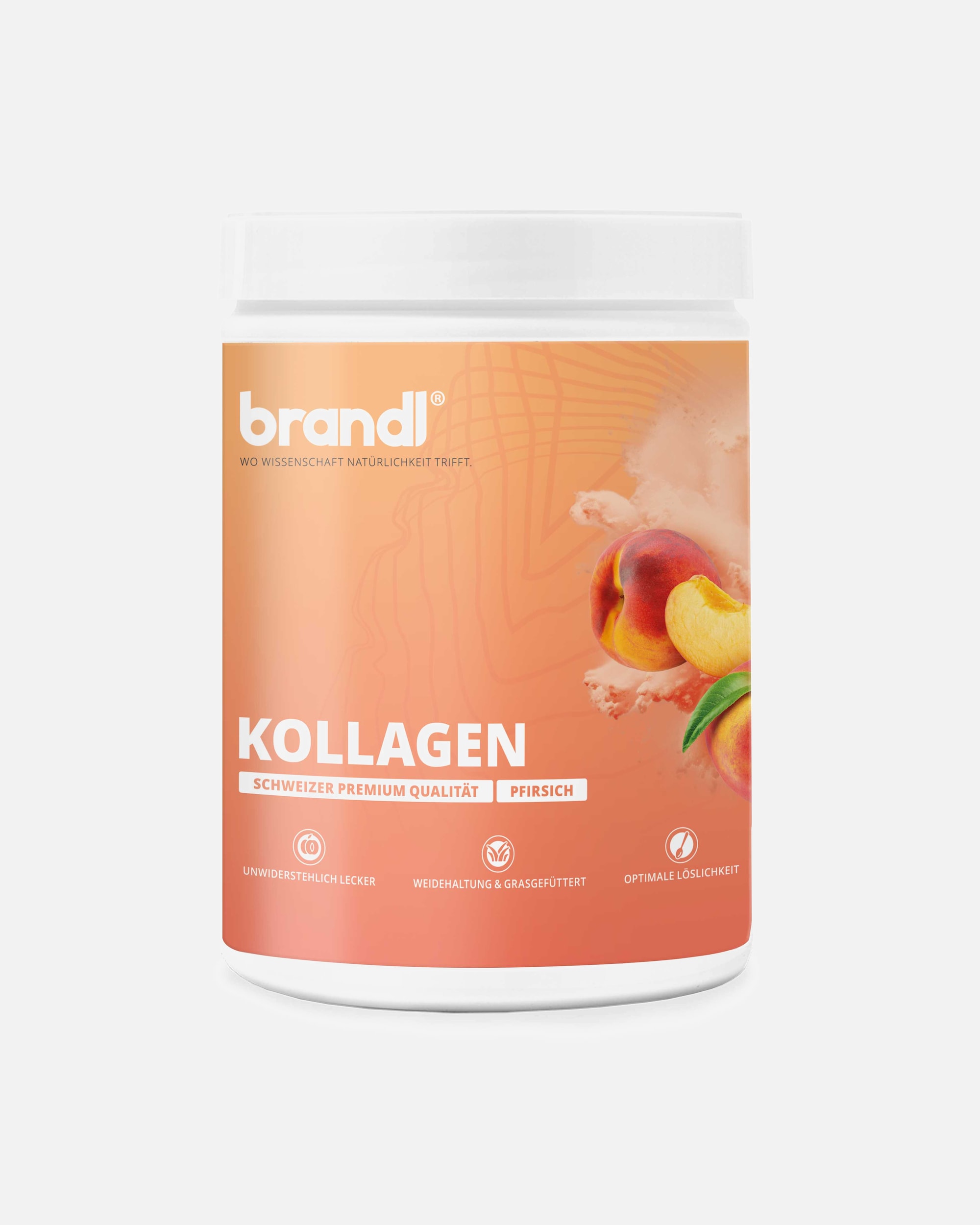 Nahrungsergänzung Haut für Unisex Brandl Nutrition COLLAswiss® Kollagen aus Schweizer Weidehaltung Pfirsich
