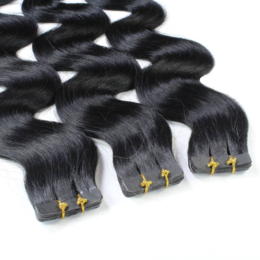 hair2heart - Tape Extensions Echthaar #2/0 Schwarz Haarextensions Schwarz Damen