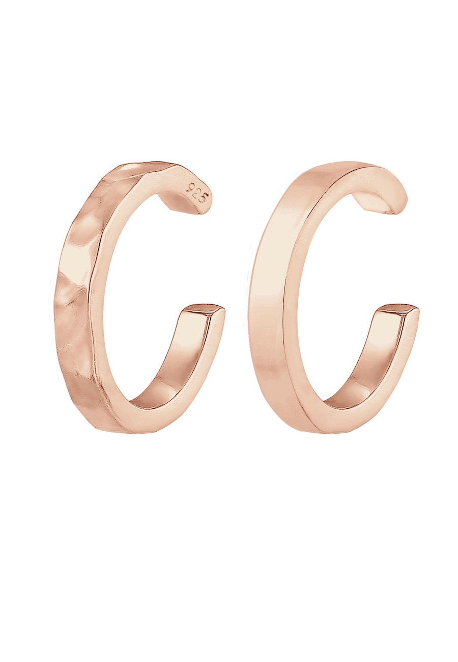 Elli Earcuff Klemme 2er Set Geo-Organic Look 925 Silber rosefarben Damen