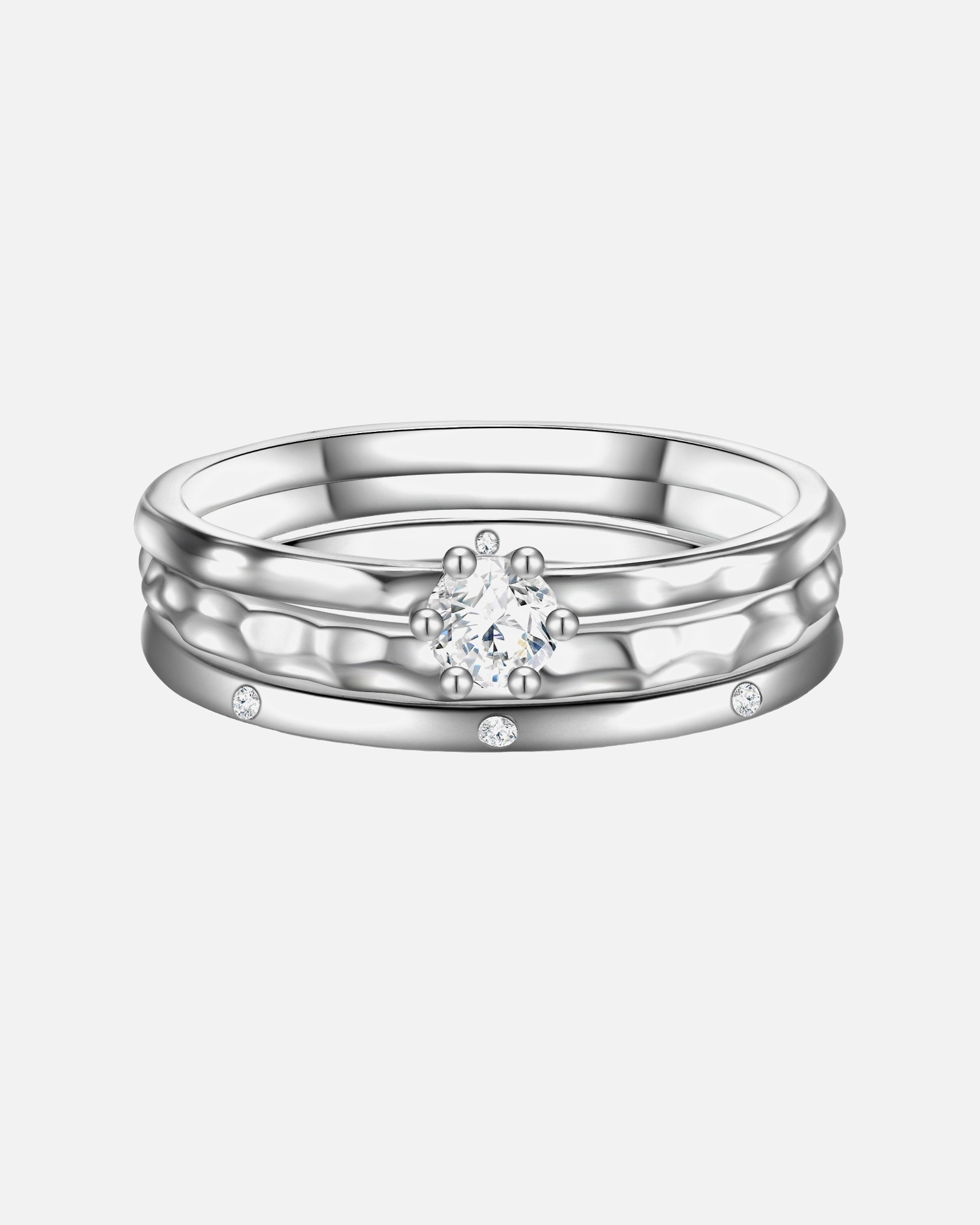 Ring für Weiblich Glanzstücke München 3er Set Ringe Sterling Silber Zirkonia weiß 50
