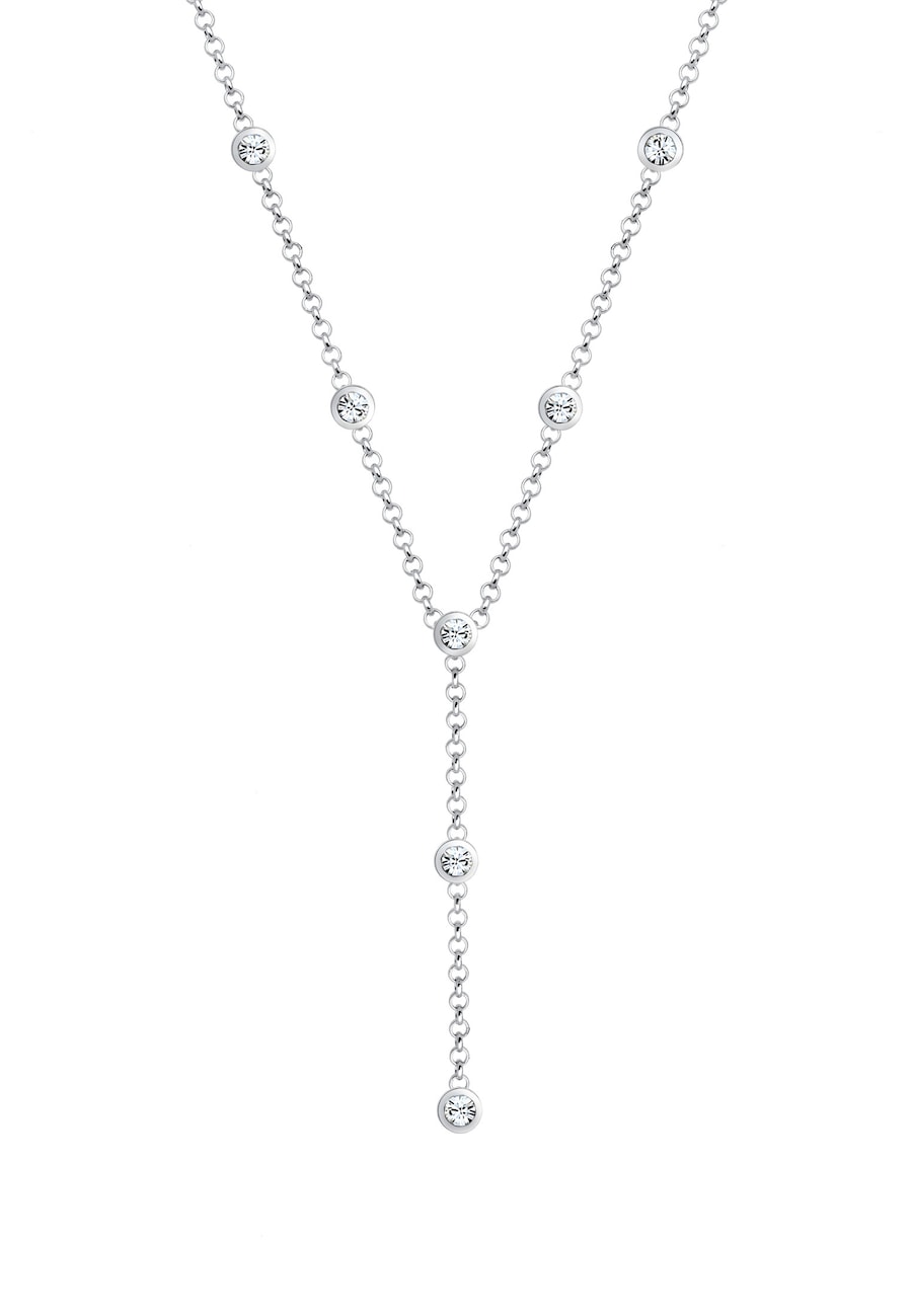 Elli Y-Kette mit 925 Silber, Kristallen von Swarovski silberfarben Damen