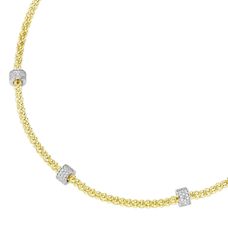 Smart Jewel Collier Himbeerkette, Rondelle mit Zirkonia Steinen, Silber 925 45 cm Hellbraun Damen
