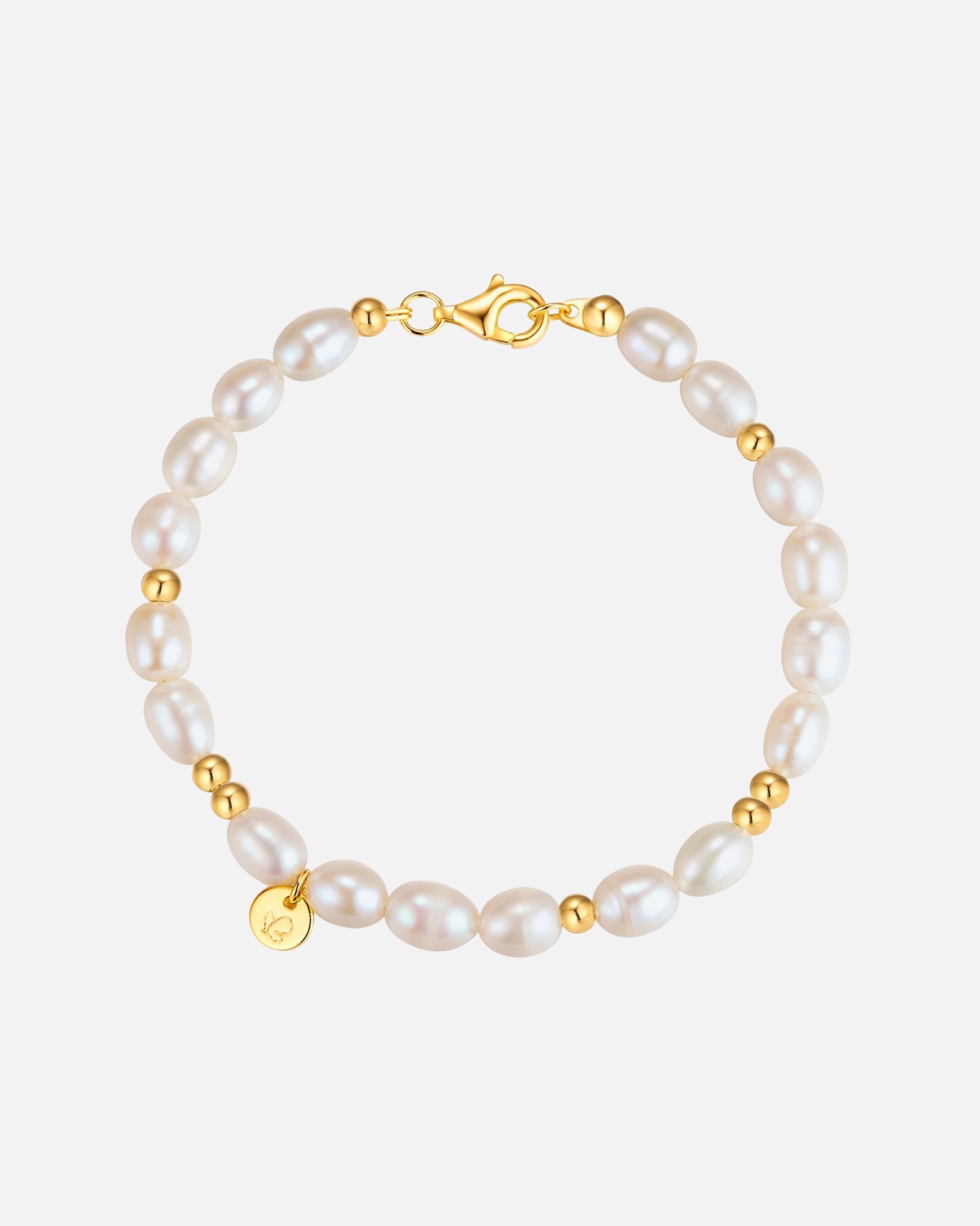Armband für Weiblich Glanzstücke München Perlen-Armband aus Sterling Silber in gelbgold mit Süßwasser-Zuchtperle 17 cm
