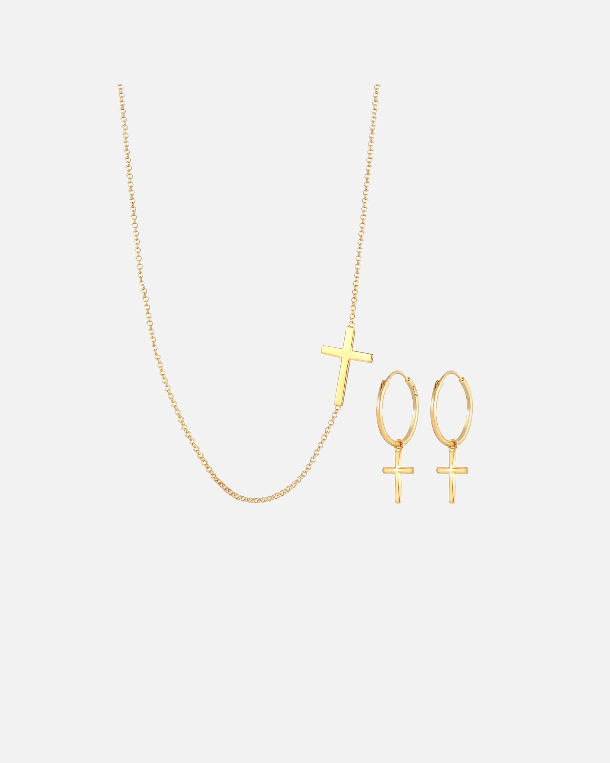 Schmuck für Weiblich Elli Kette Ohrringe Kreuz Religion Glaube 925 Silber golfarben