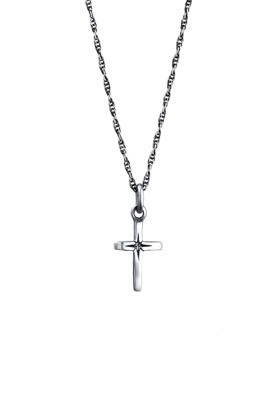 KUZZOI Kreuz Anhänger 925 Sterling Silber oxidiert 50 Herren