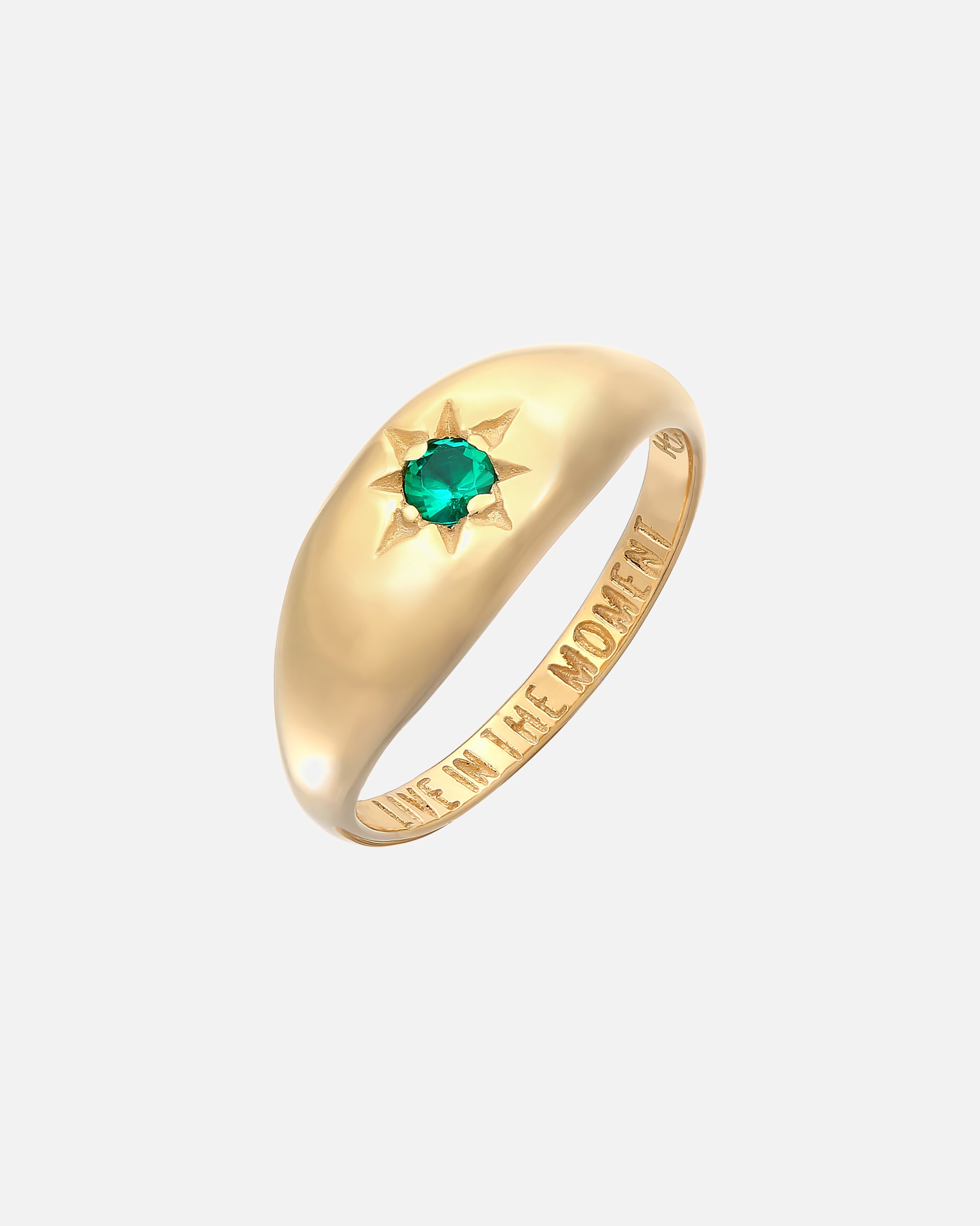 Ring für Weiblich Haze & Glory Default Brand Line Siegelring Smaragd - Moment 375 Gelbgold 56