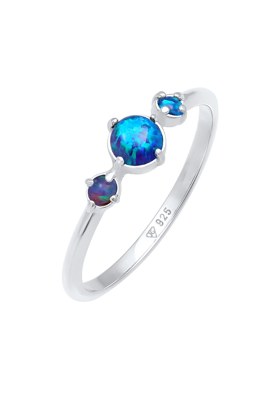 Elli Trend Bandring Trio Geo Vintage Opale 925 Silber 54 Damen