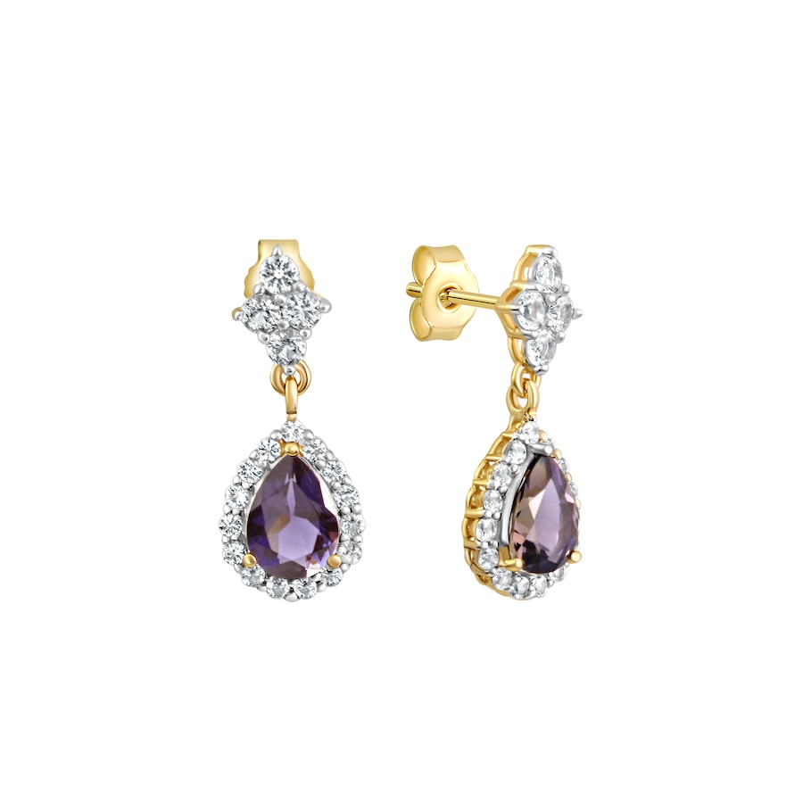 Fascination by Ellen K. Ohrringe 585/- Gold Iolith lila 0,85ct. gelb vergoldet Damen