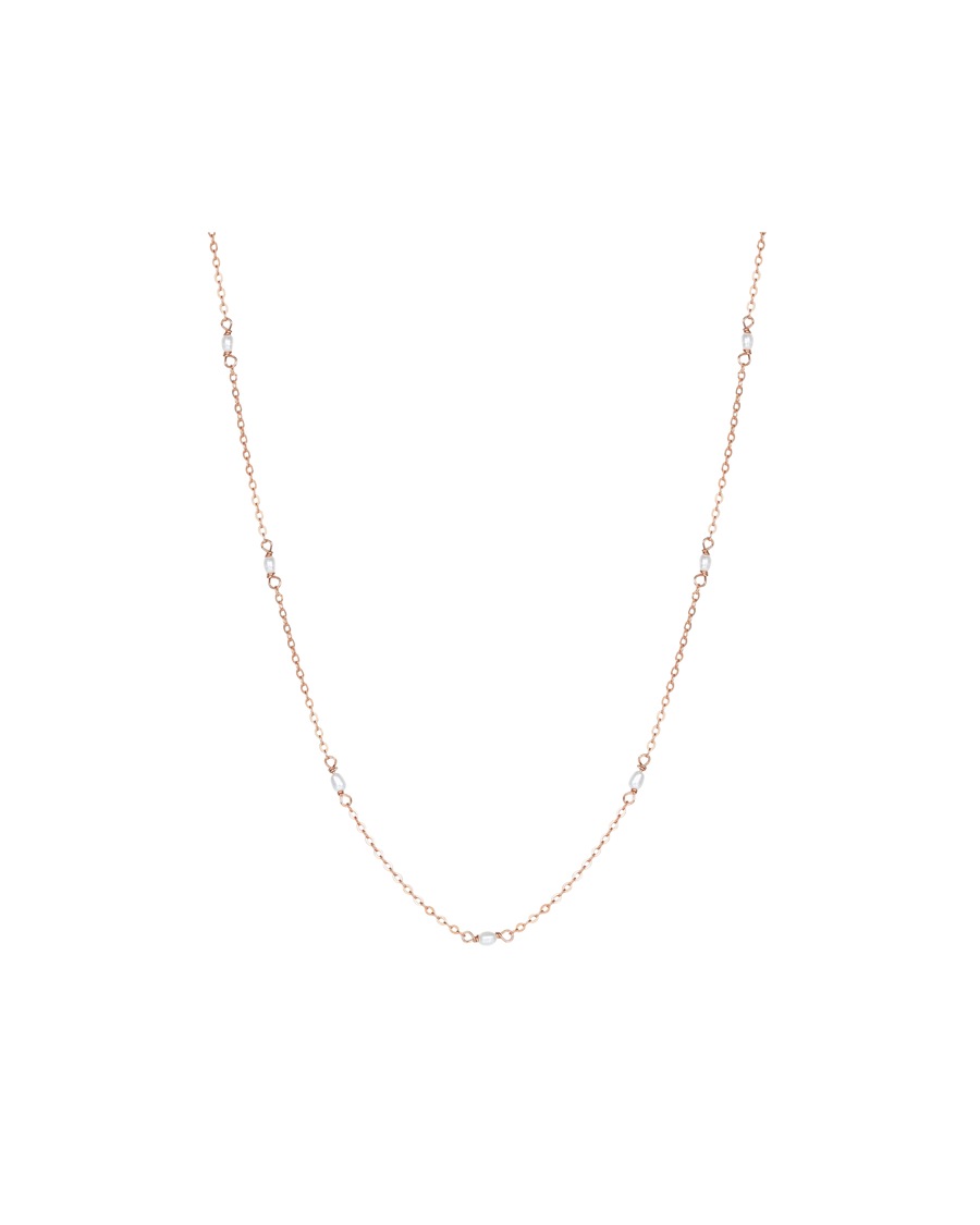 Hey Happiness Zarte Perlenkette aus 925 Silber Rosegold Nude Damen