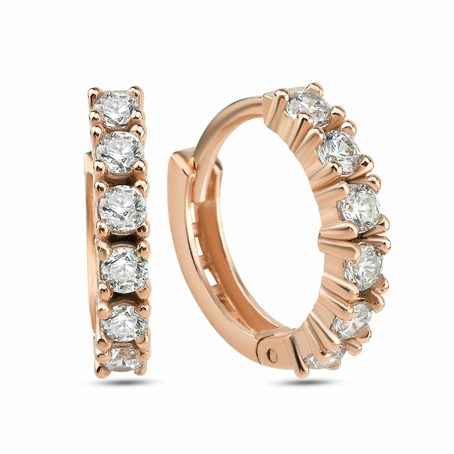 dKeniz Creolen 925/- Sterling Silber Zirkonia weiß Rosé Weiss Damen