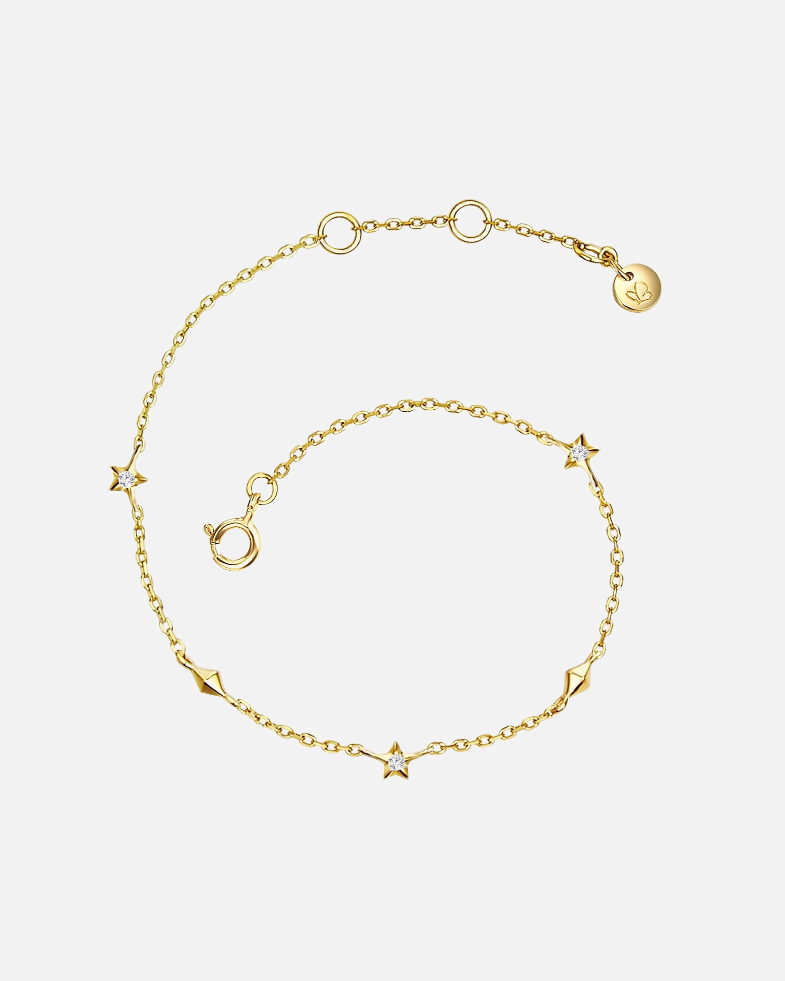 Armband für Weiblich Glanzstücke München Armband Sterne Sterling Silber Zirkonia in Gelbgold 15,0 cm Basislänge + 2,5 cm Verlängerung