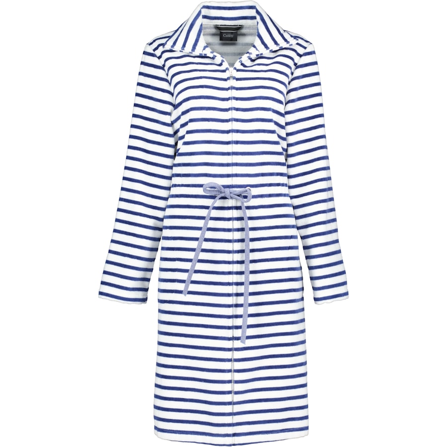 Cawö Bademäntel Damen Reißverschluss Breton 6597 navy - 16 M Weiss