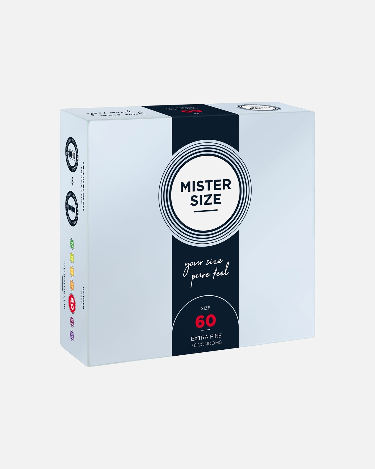 Kondome für Männlich Mister Size Pure Feel 60 mm - Größe XL 36 Stk.
