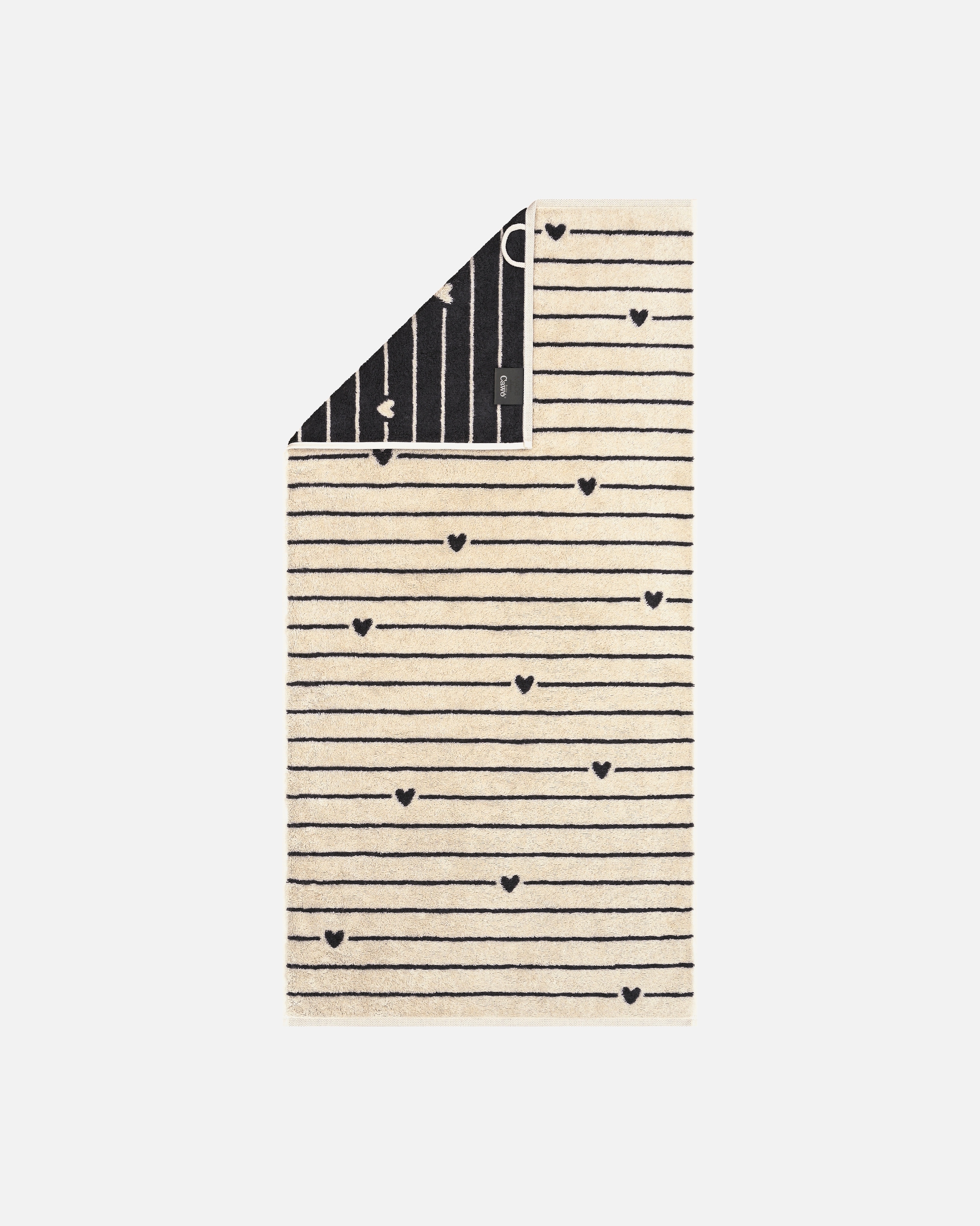 Handtuch für Unisex Cawö Cawö Handtücher Heart Beats Lines & Hearts 6276 basalt - 37 Duschtuch 70x140 cm