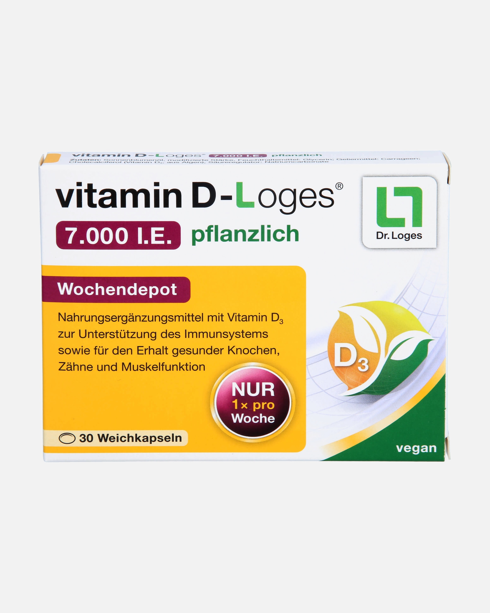 Vitamine für Unisex Dr. Loges VITAMIN D3 LOGES 7000IE 30 St