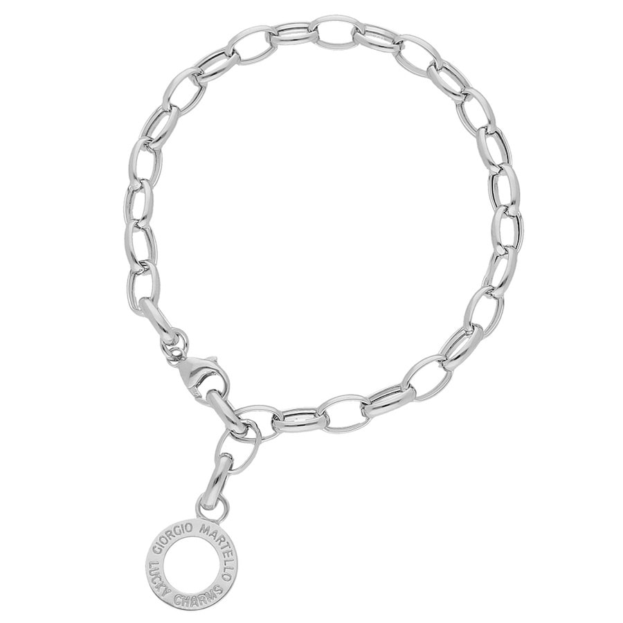 Giorgio Martello Milano Armband mit Schriftzug zum einhängen von Charms, Silber 925 17,5 cm Damen