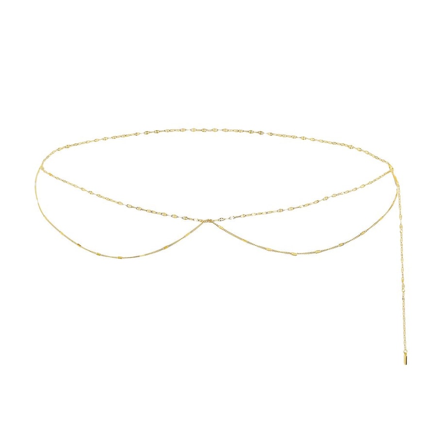 Hey Happiness Mehrlagige Rolo- und Starburst-Bauchkette – aus Edelstahl Gold Hellbraun Damen