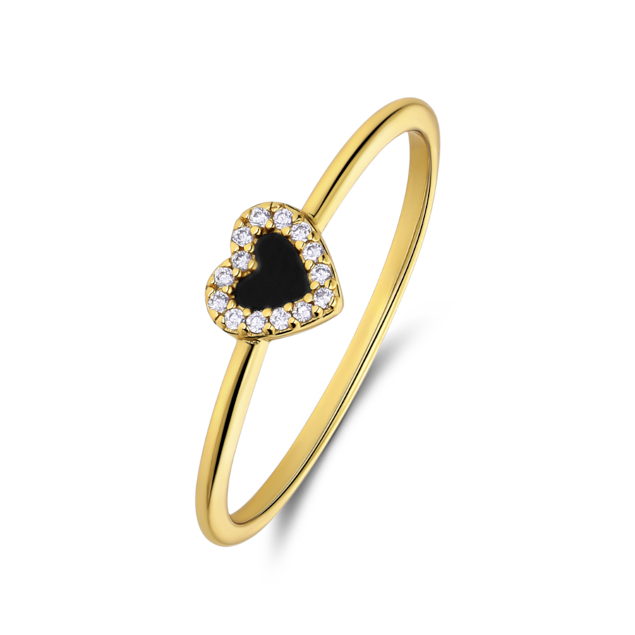 Lucardi Ringe 925 Silber - Edelstein Schwarz 47mm Damen