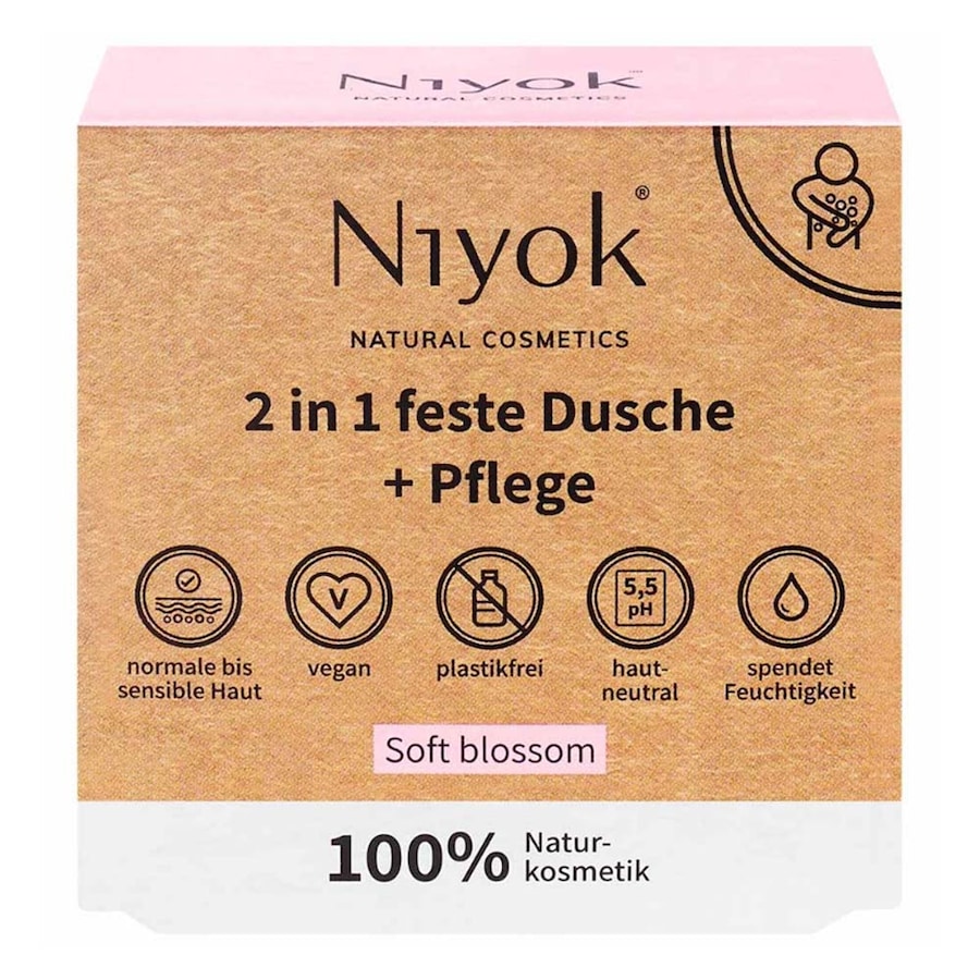 Niyok 2in1 feste Dusche+Pflege - Soft blossom 80 g