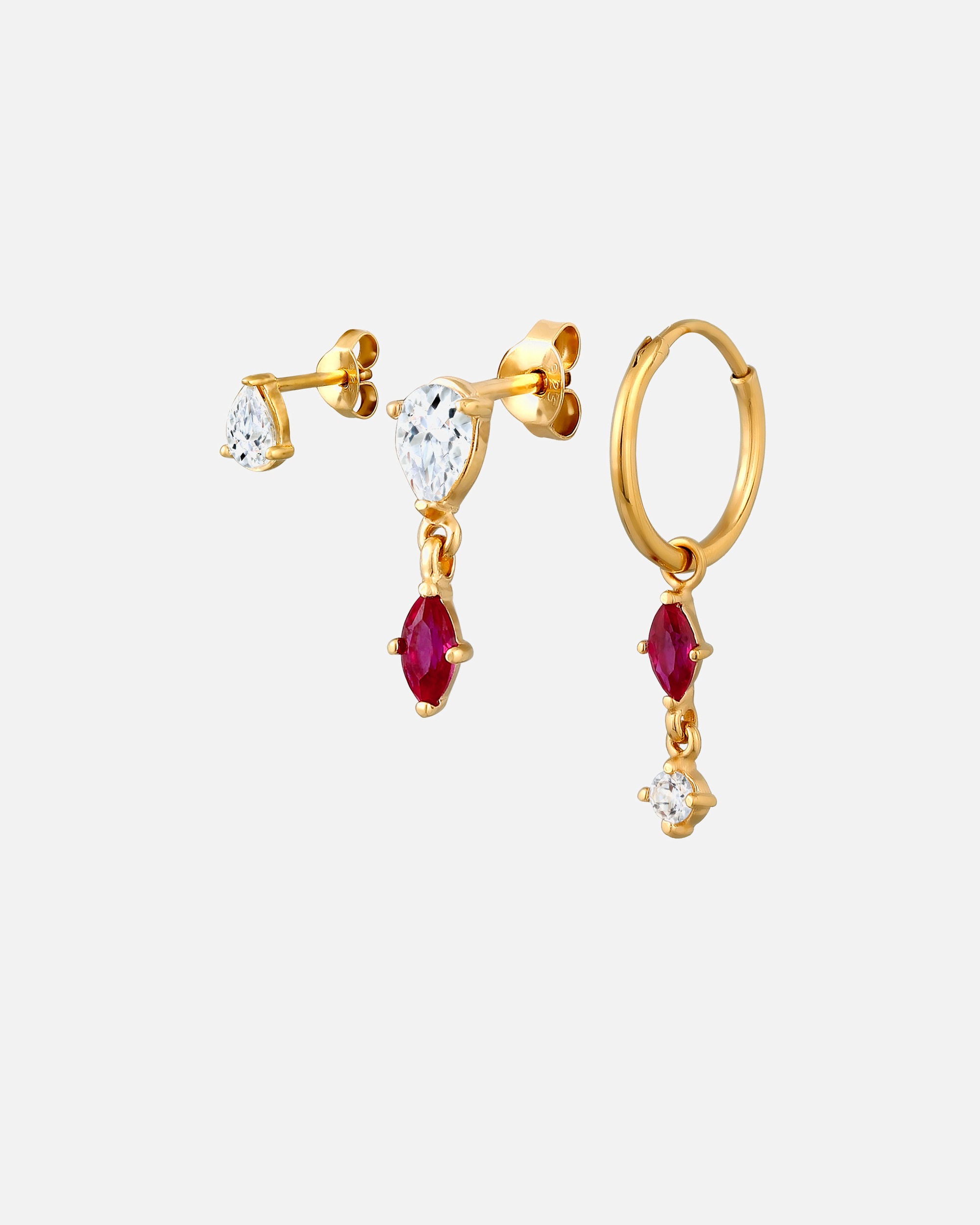 Ohrringe für Weiblich Elli Ohrstecker Creole Set mit Rubin Topas Edelstein 925 Sterling Silber OneSize