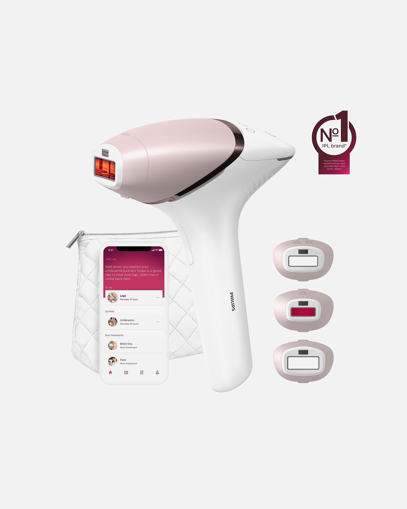 Elektrorasierer für Unisex Philips Lumea IPL 9000 BRI955/01 Haarentferner, kabellos, mit SmartSkin-Sensor 1 Stück
