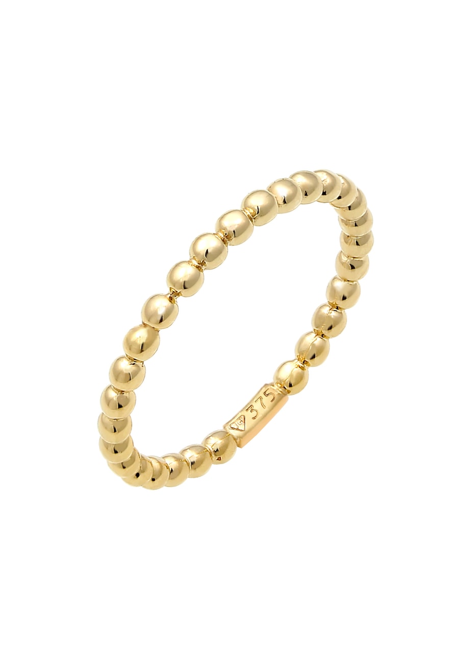 Elli PREMIUM Basic Bandring Geo Minimal Ball Look 375 Gelbgold 56 Damen