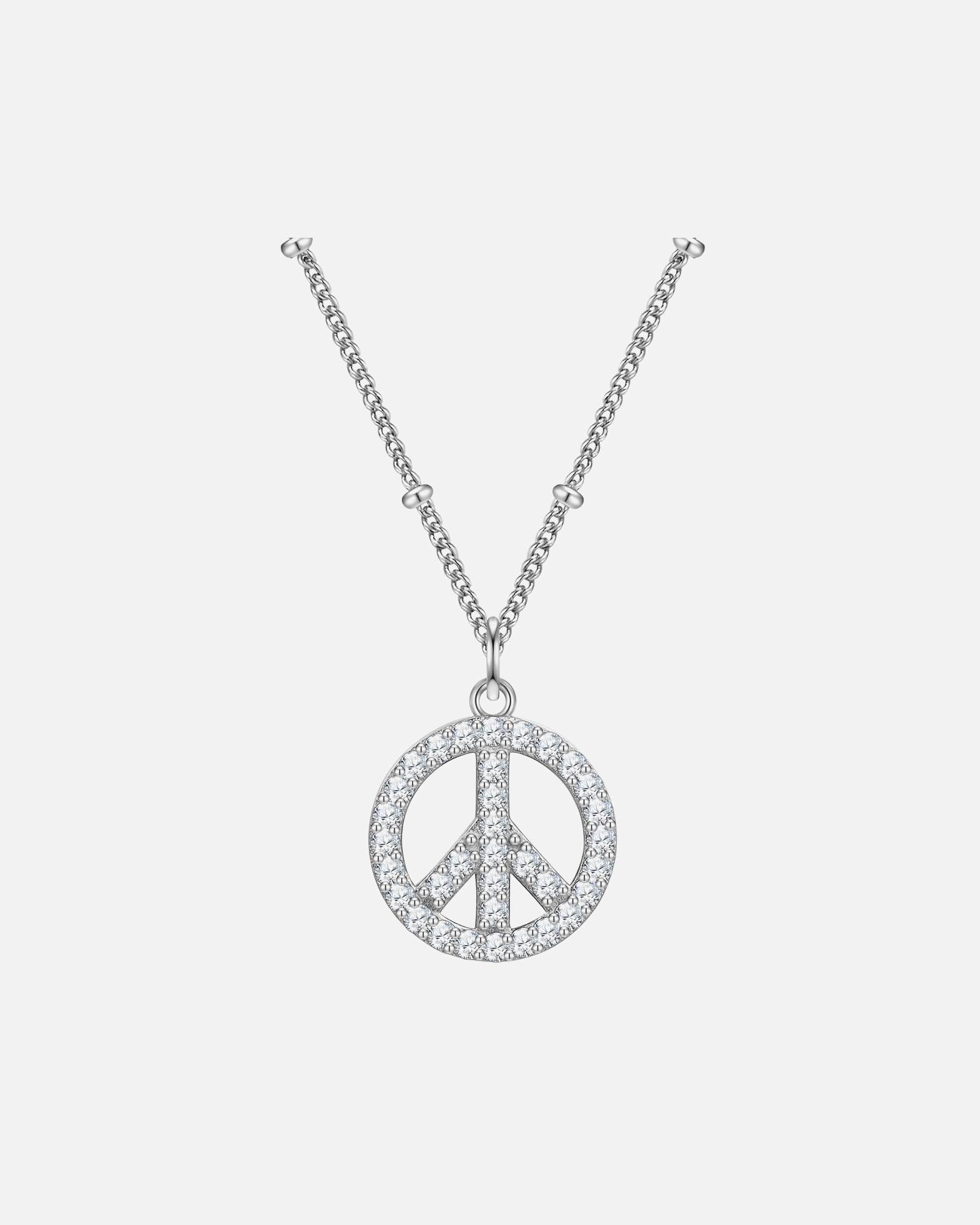 Halskette für Weiblich Glanzstücke München Halskette Peace aus Sterling Silber in Silber mit Zirkonia 50,0 cm Basiskette + 5,0 cm Verlängerung