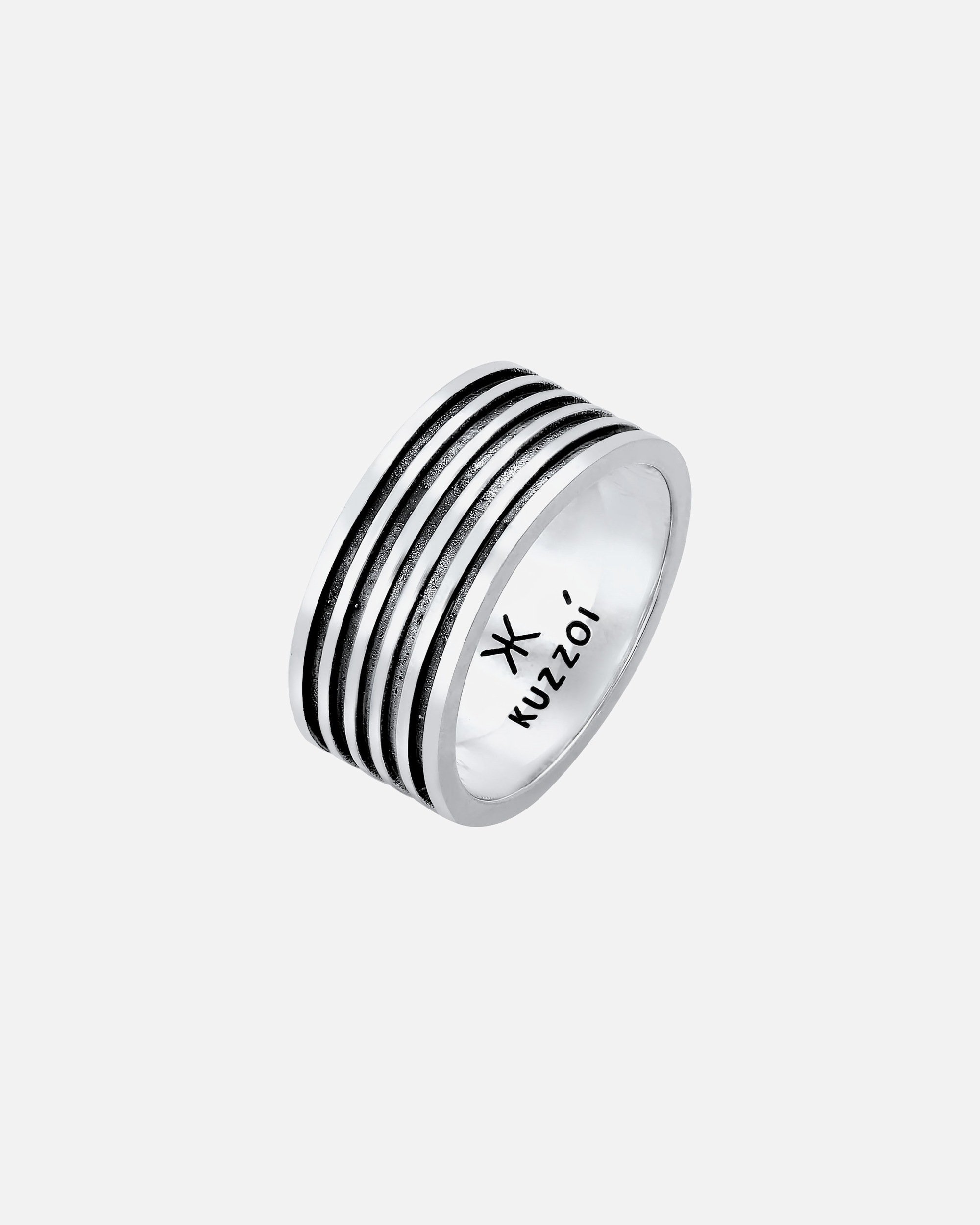 Ring für Männlich KUZZOI Herren Bandring Massiv Rillen 925 Silber 60