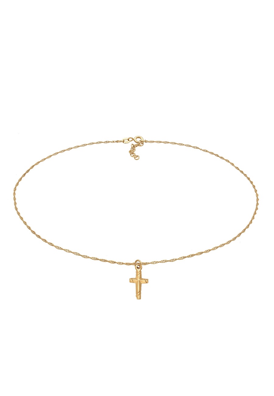 Elli Choker Kreuz Gedreht Modern 925 Silber goldfarben Damen