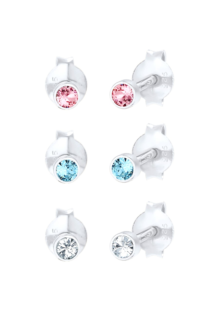 Elli Kids Basic 3er Set 925 Silber, mit Kristallen von Swarovski OneSize Damen