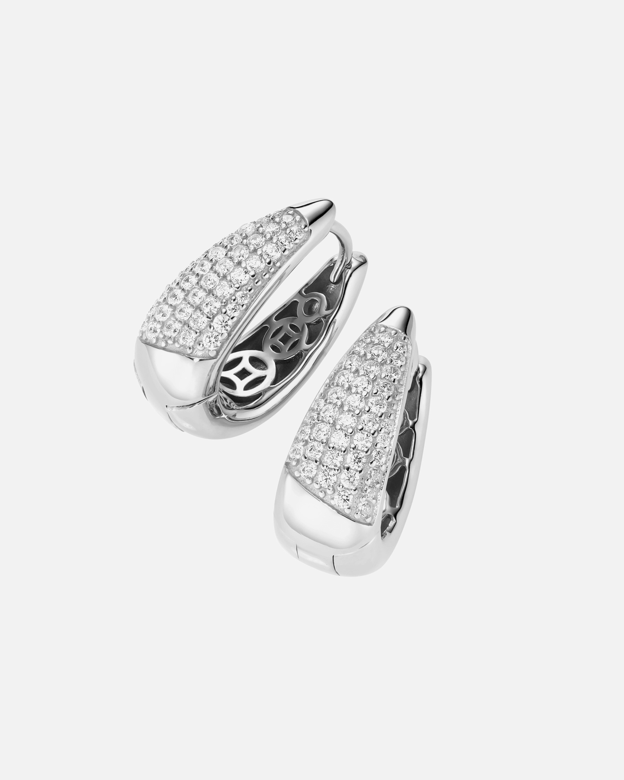 Ohrringe für Unisex Giorgio Martello Milano Klappcreolen ovale Form, mit Zirkonia, Silber 925 Silber