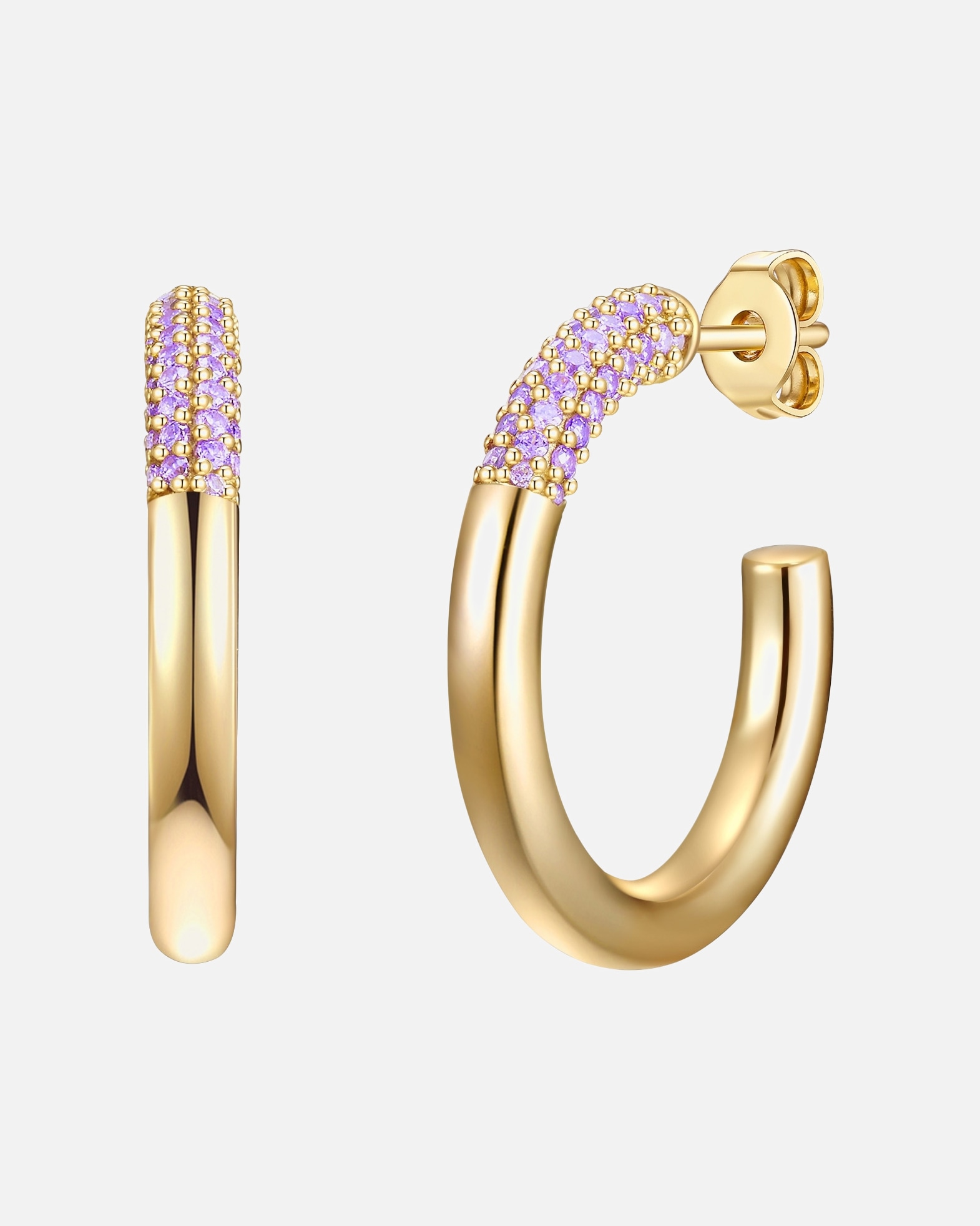 Creolen für Weiblich Glanzstücke München Creolen Sterling Silber Zirkonia in Gelbgold 23,7 mm